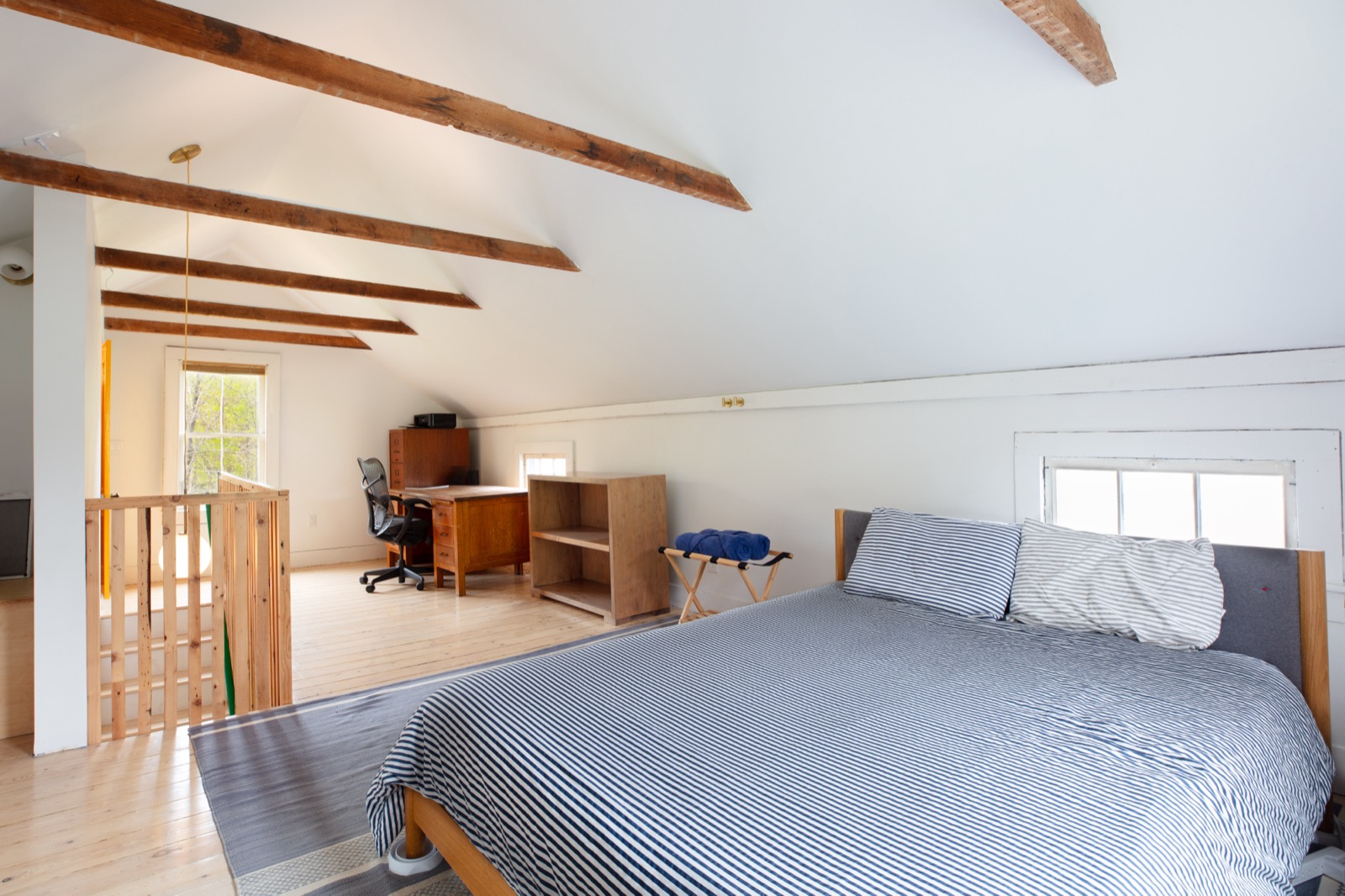 Loft Bedroom facing desk and stairwell